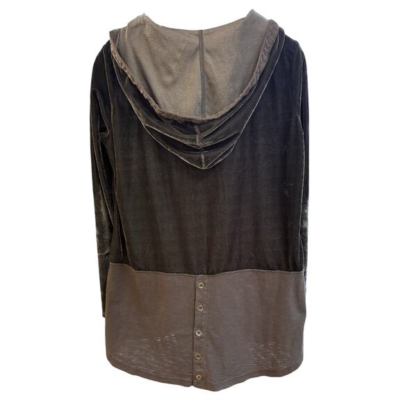 Mod-O-Doc Long Sleeve Velvet Sparkly Hooded Lagenlook Blue Women’s Top Sz Med - Picture 2 of 7